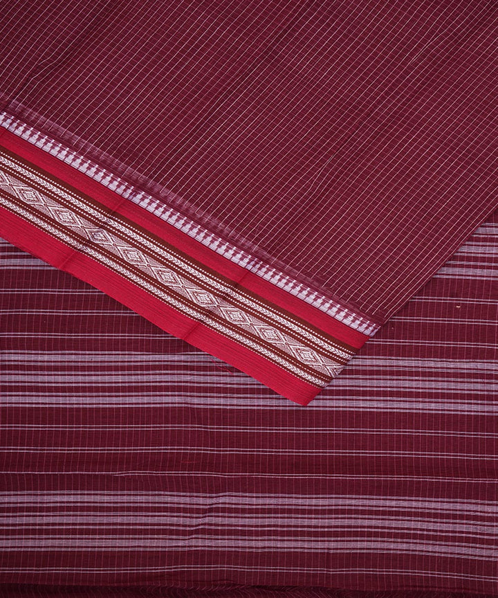 Maroon handwoven cotton narayanpet saree