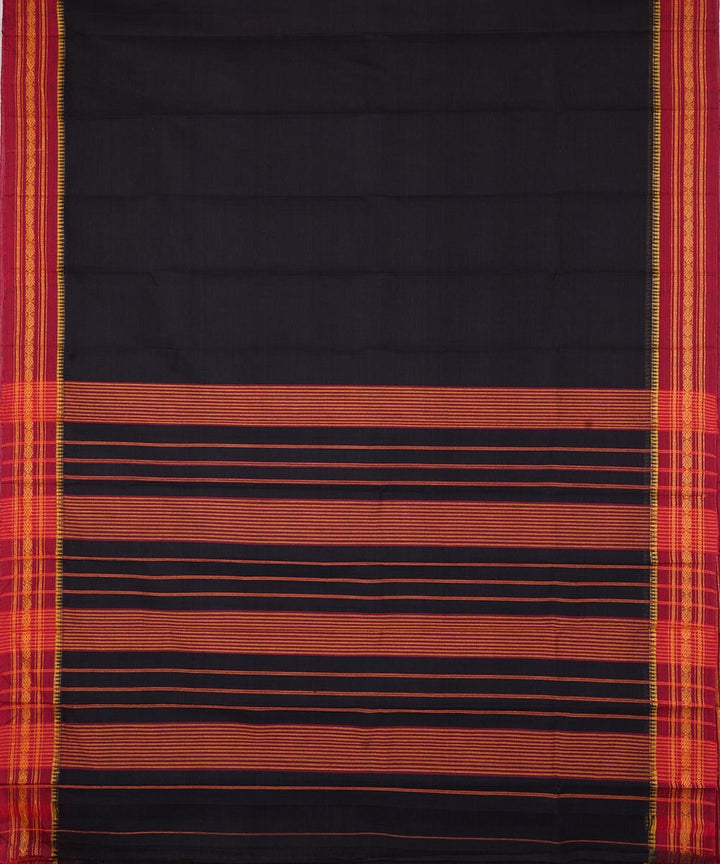 Black handwoven cotton narayanpet saree