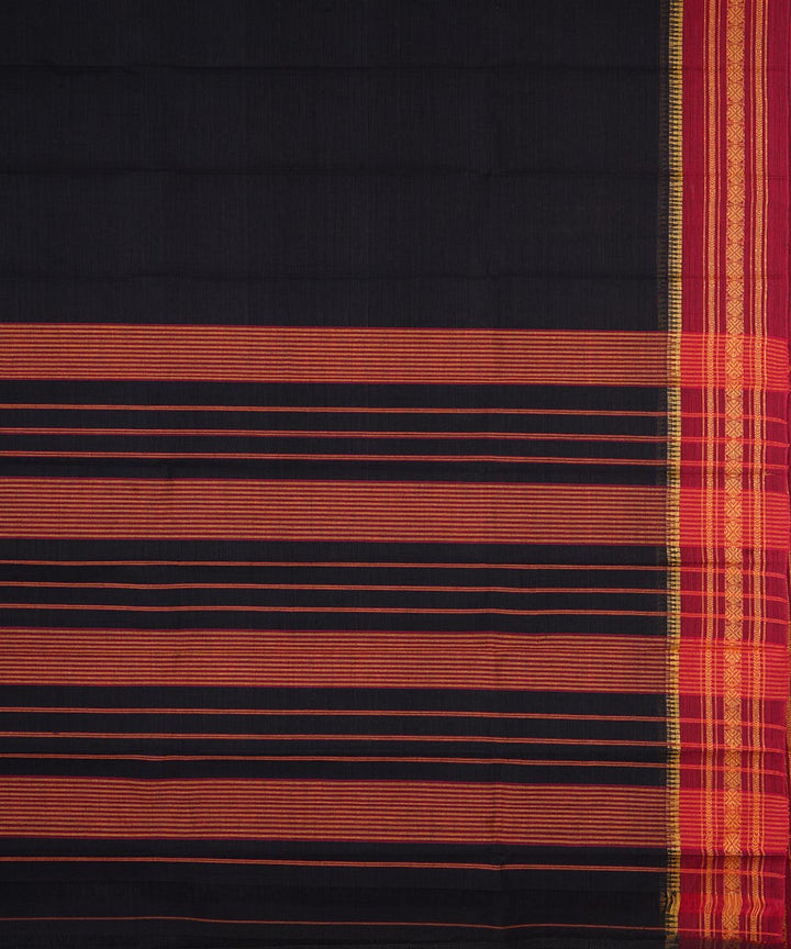 Black handwoven cotton narayanpet saree