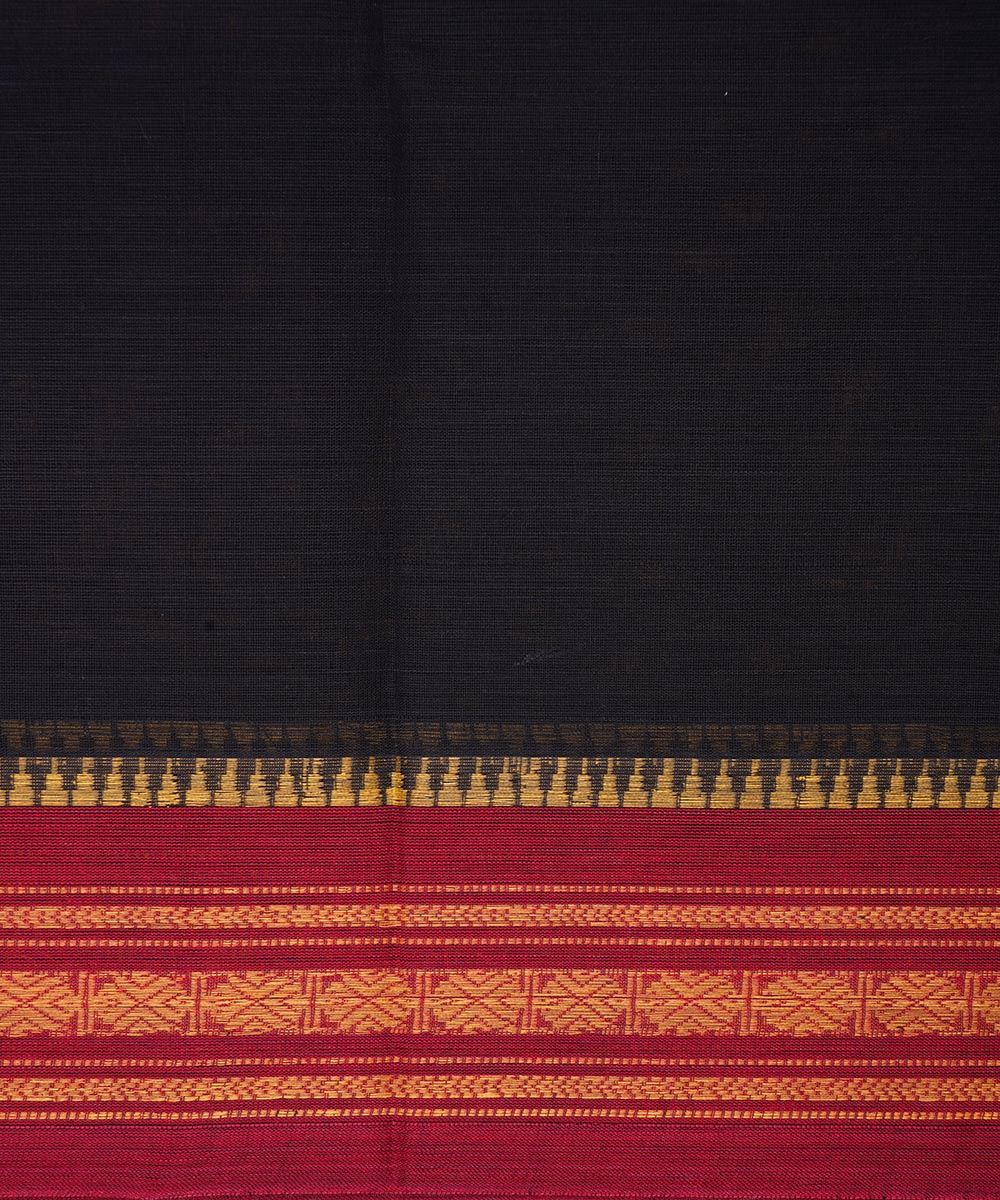 Black handwoven cotton narayanpet saree