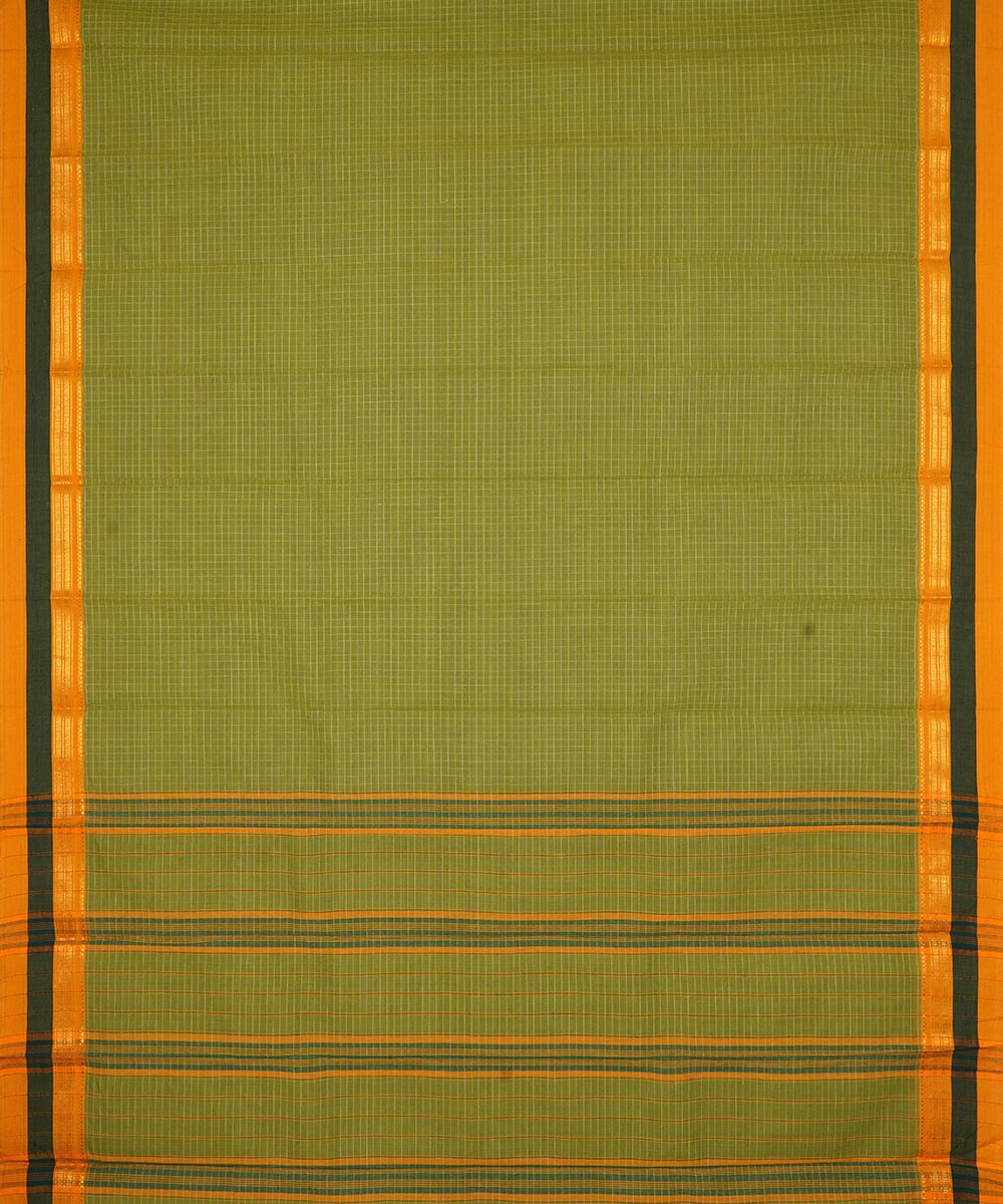 Green handwoven cotton narayanpet saree