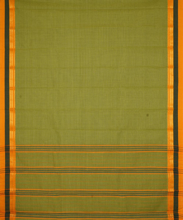 Green handwoven cotton narayanpet saree