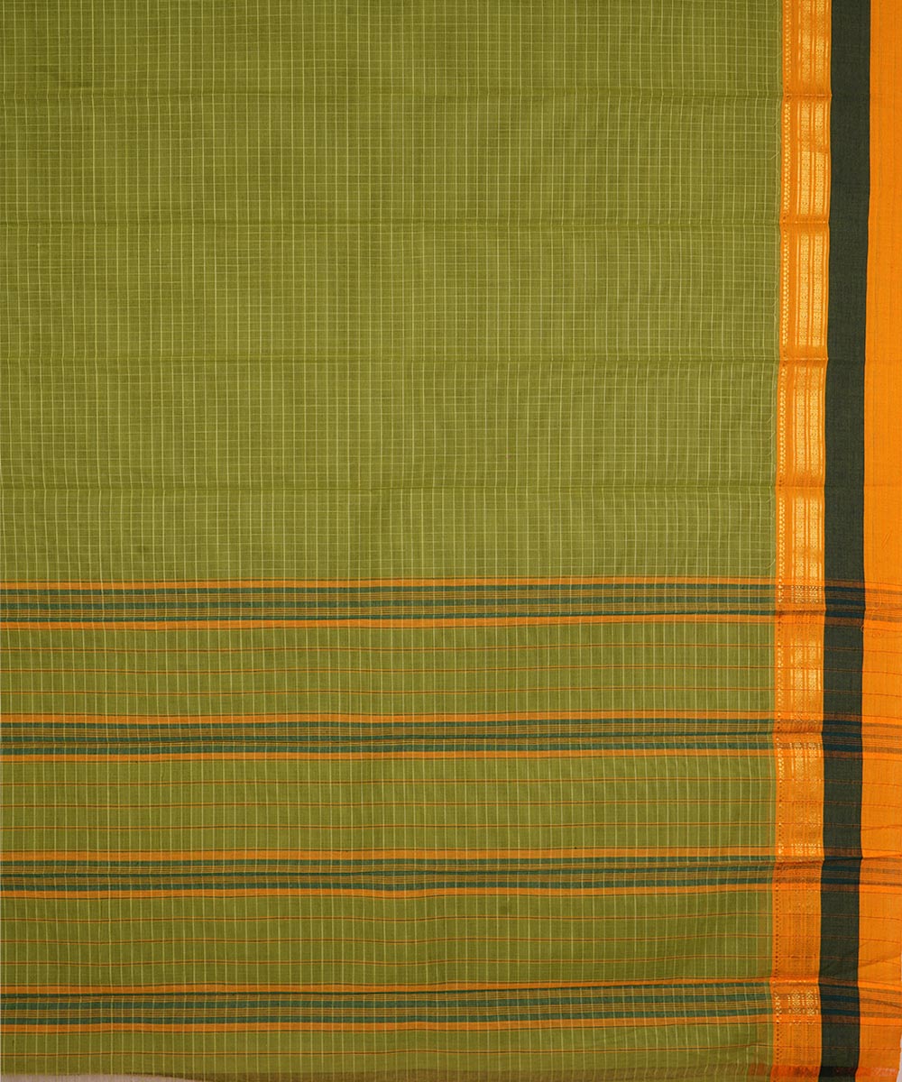 Green handwoven cotton narayanpet saree