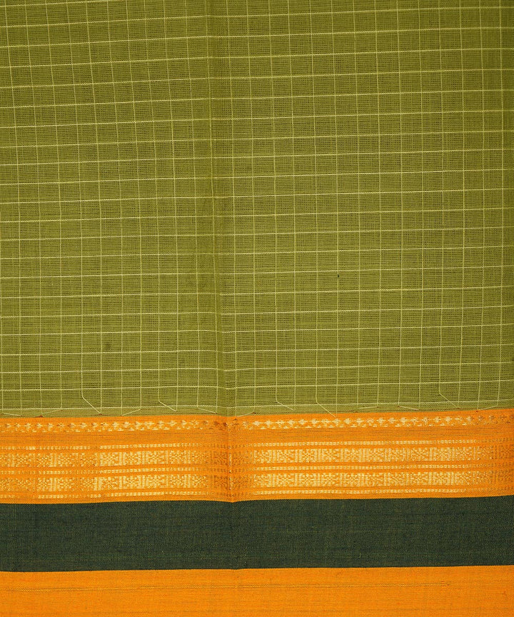 Green handwoven cotton narayanpet saree