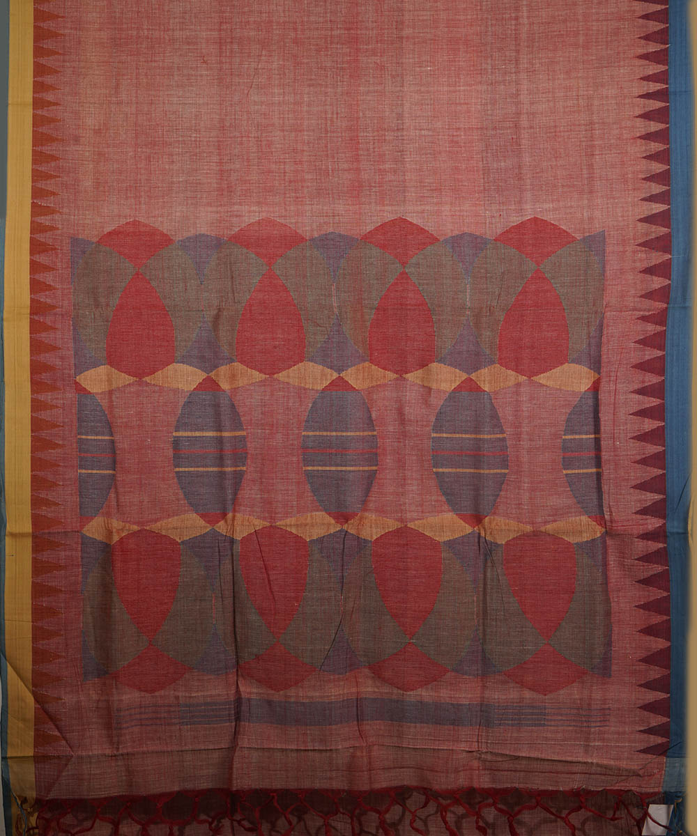 Light pink natural dyed cotton handwoven srikakulam kuppadam jamdani saree