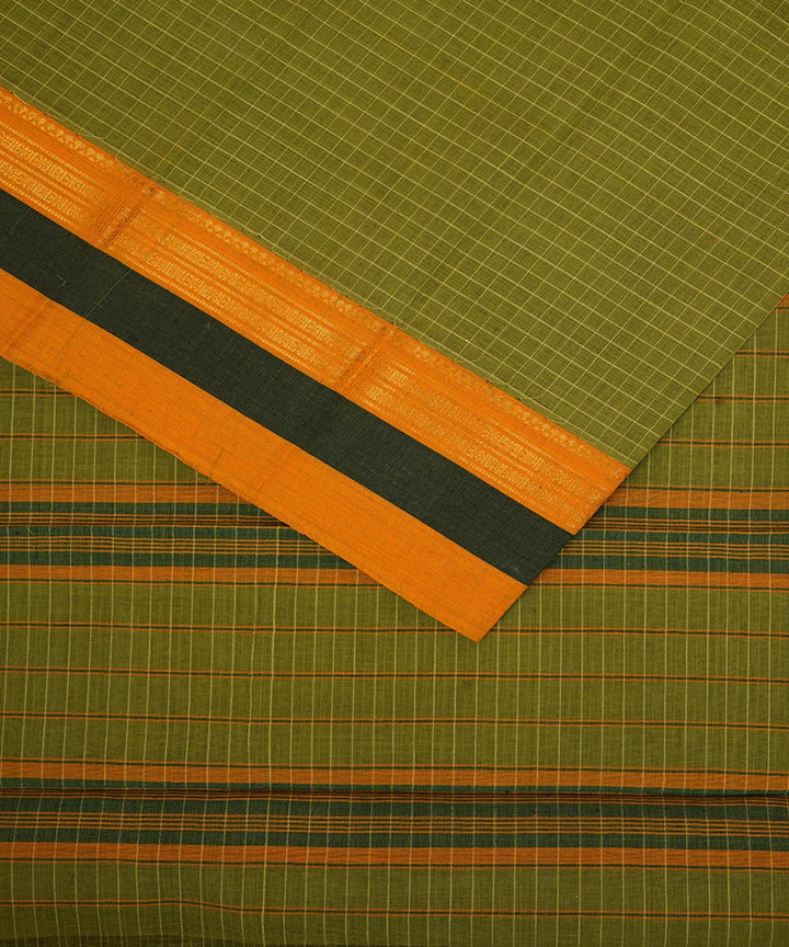 Green handwoven cotton narayanpet saree