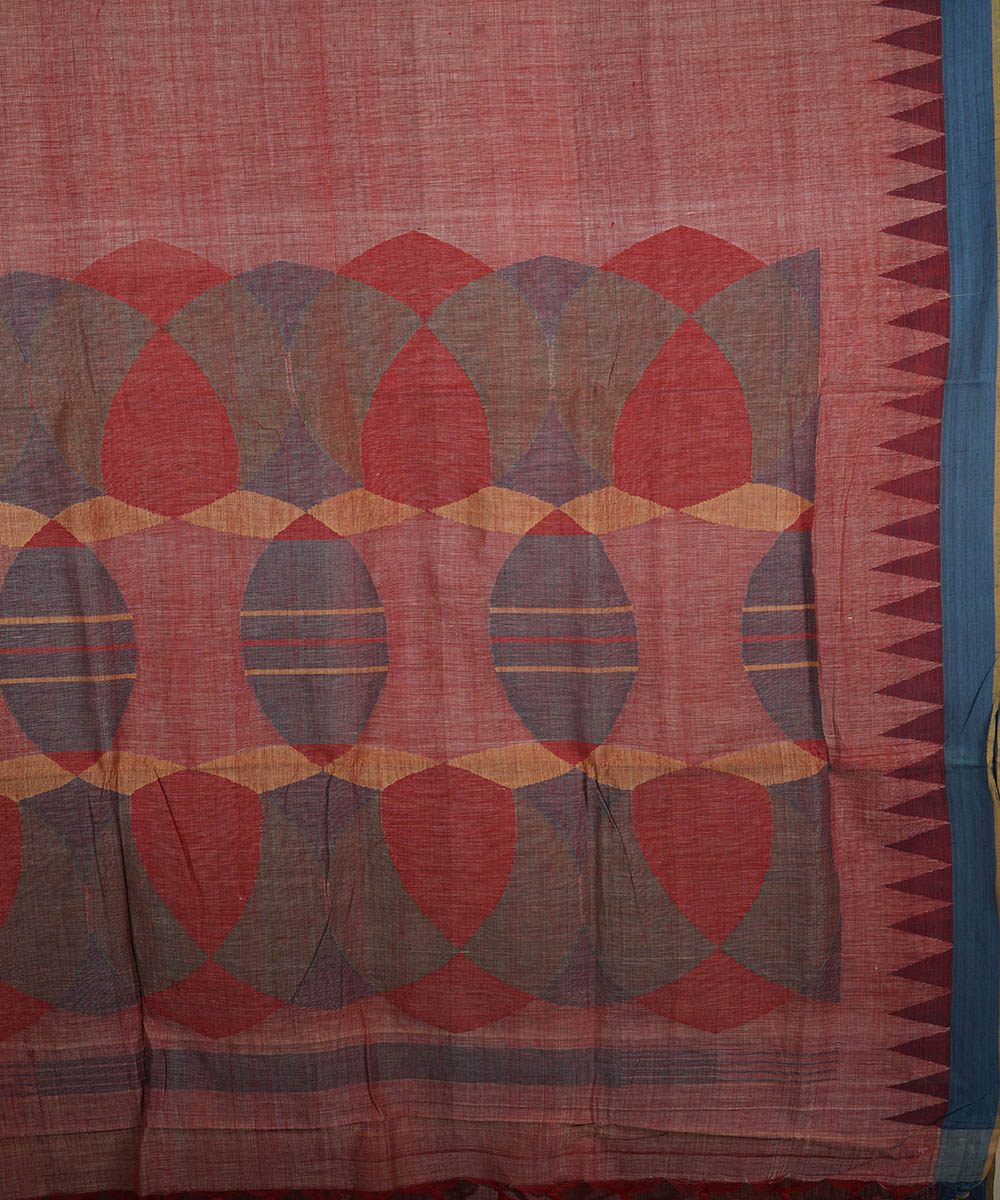 Light pink natural dyed cotton handwoven srikakulam kuppadam jamdani saree