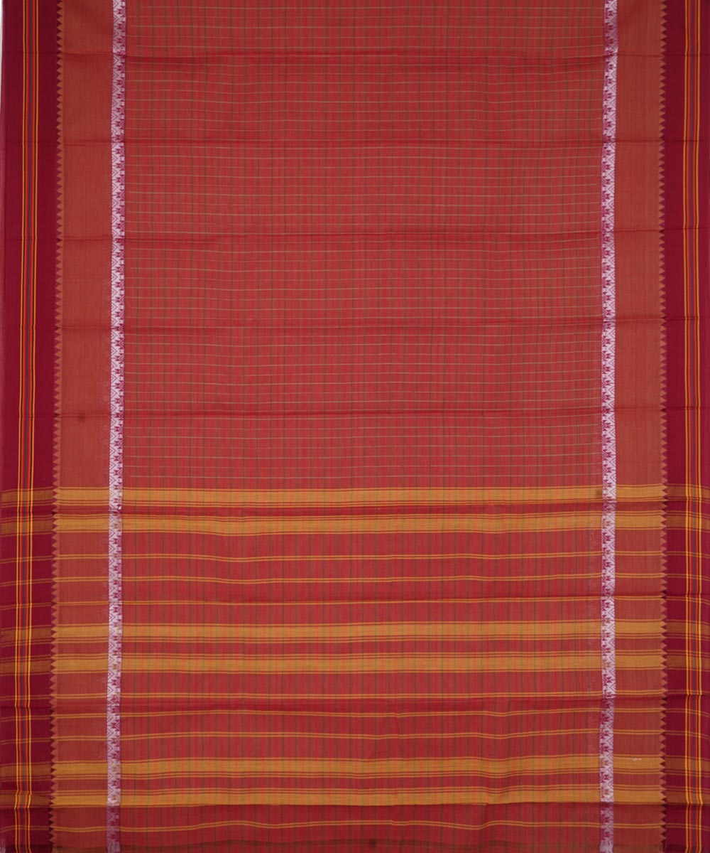 Red handwoven cotton narayanpet saree