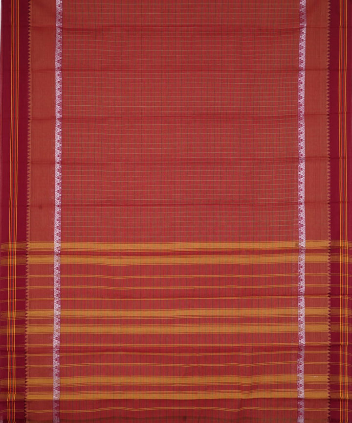 Red handwoven cotton narayanpet saree