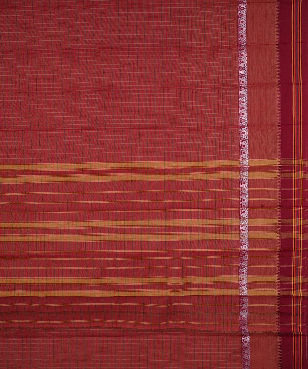 Red handwoven cotton narayanpet saree