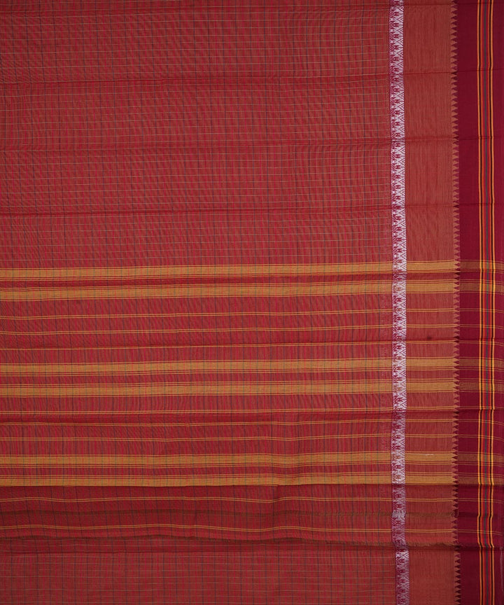 Red handwoven cotton narayanpet saree