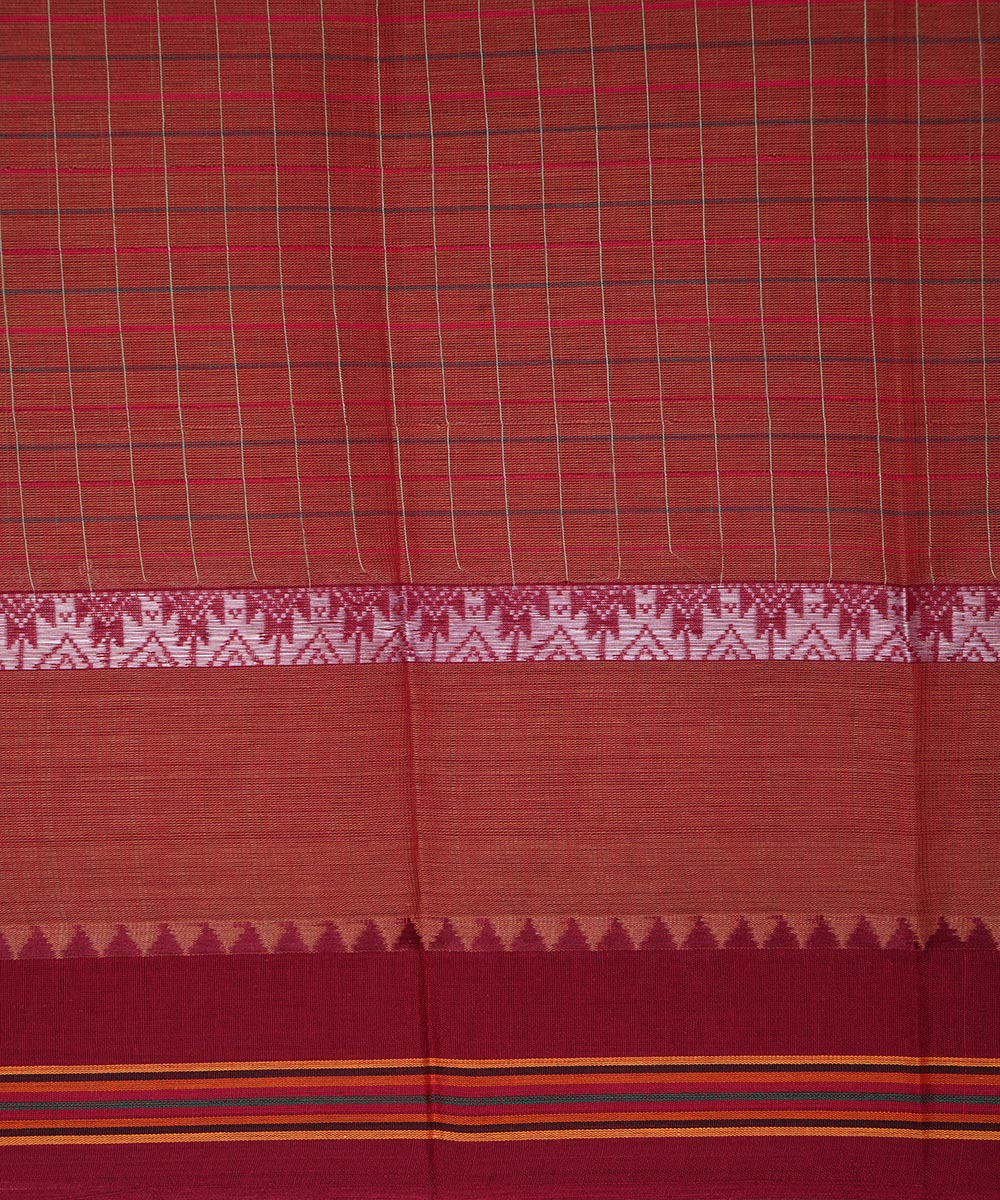 Red handwoven cotton narayanpet saree