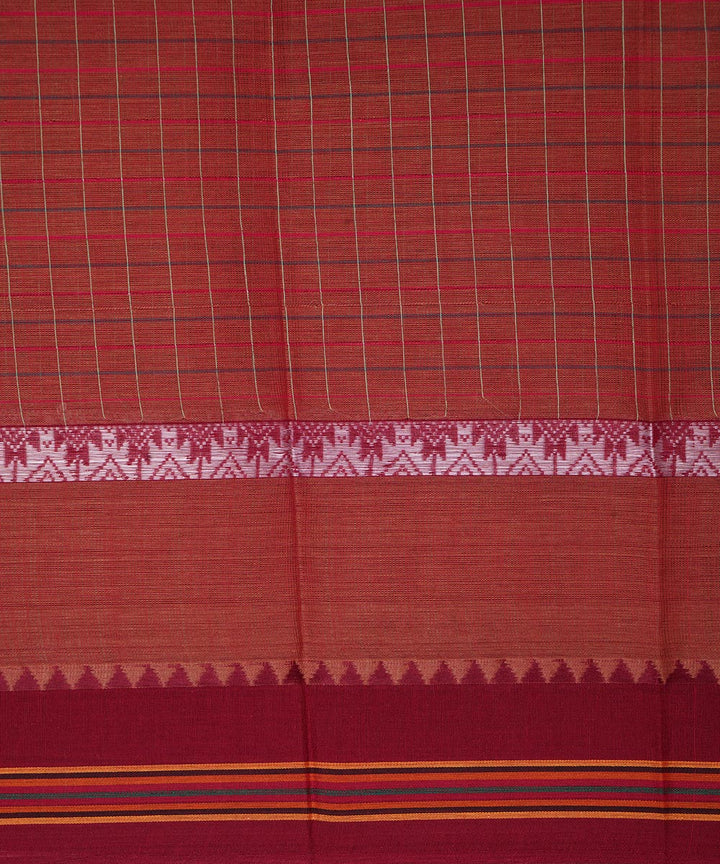 Red handwoven cotton narayanpet saree