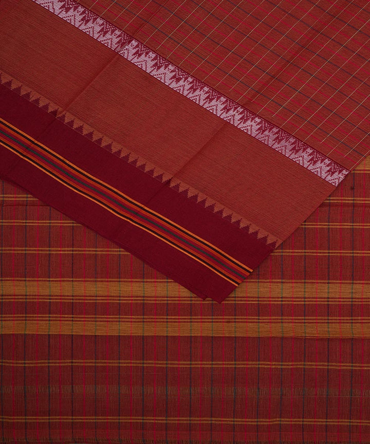 Red handwoven cotton narayanpet saree