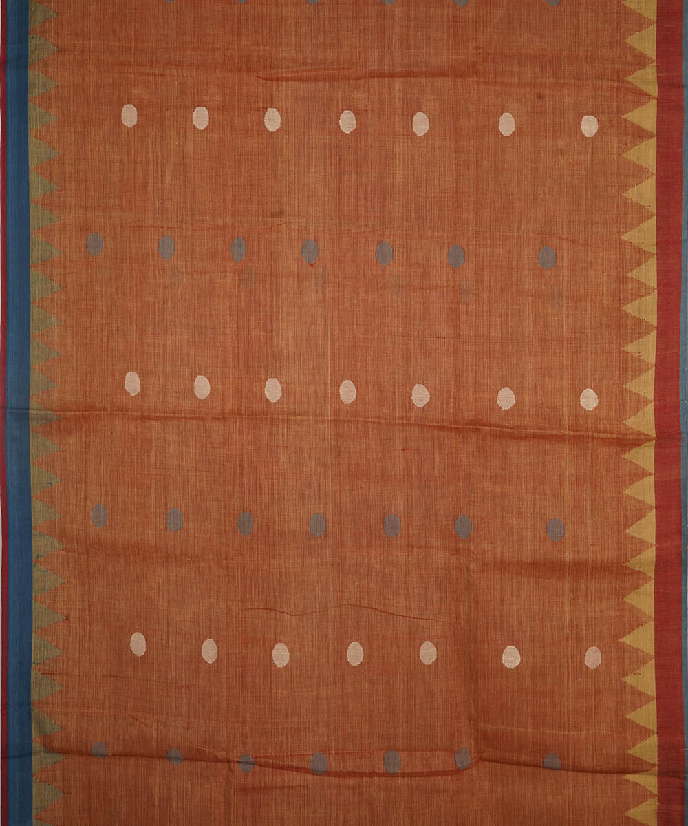 Orange natural dyed cotton handwoven srikakulam kuppadam jamdani saree