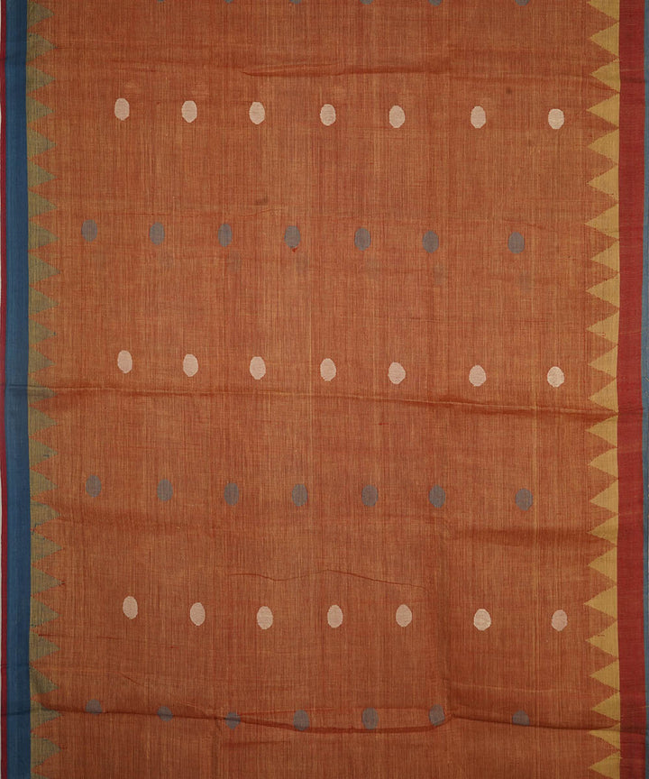 Orange natural dyed cotton handwoven srikakulam kuppadam jamdani saree