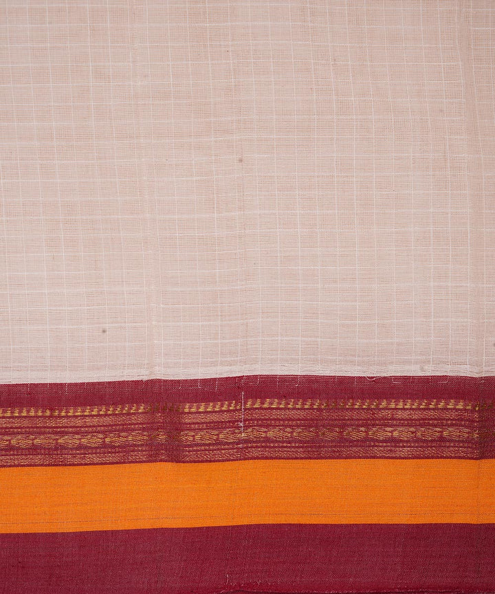 Off white handwoven cotton narayanpet saree