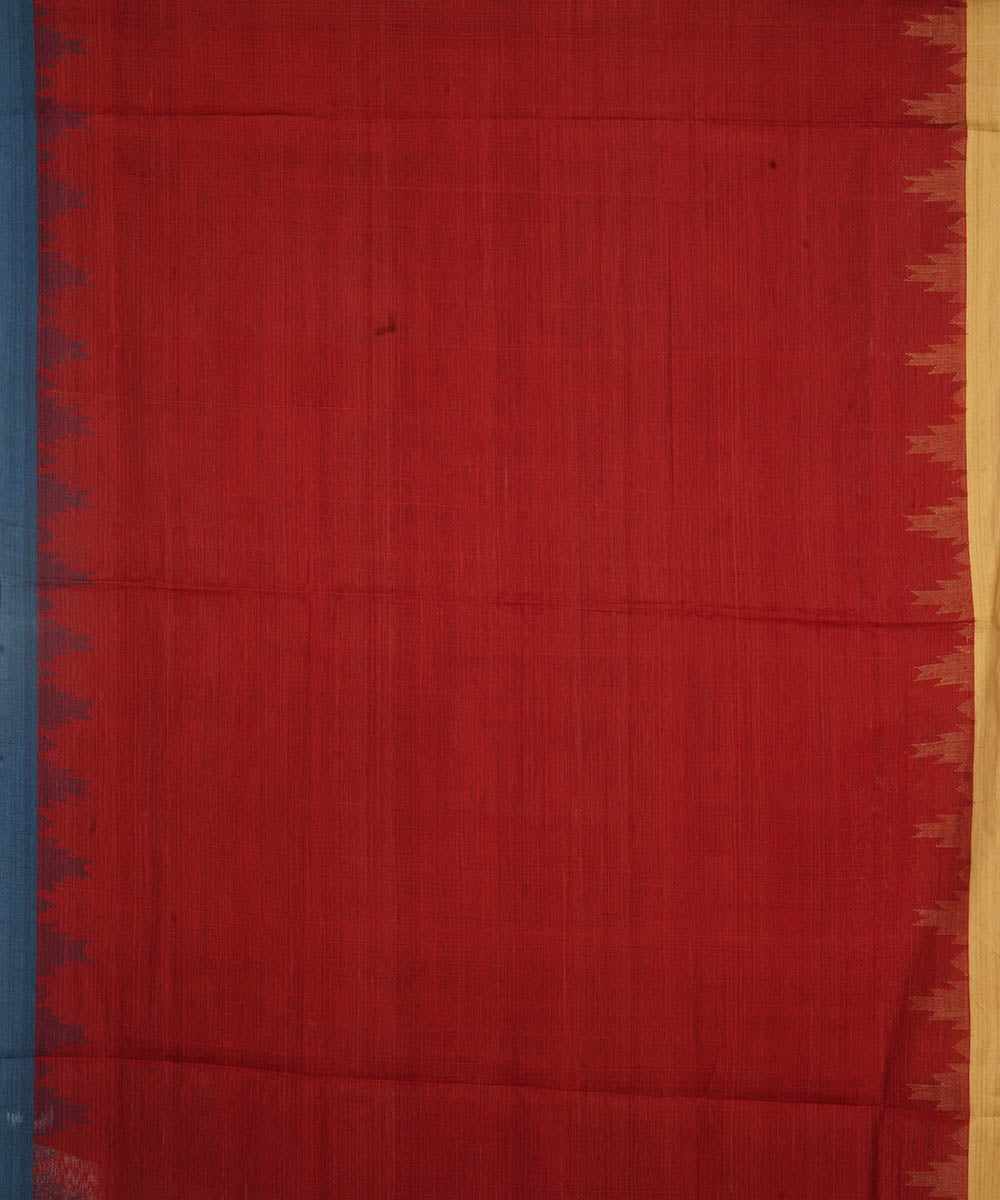 Red natural dyed cotton handwoven srikakulam kuppadam jamdani saree