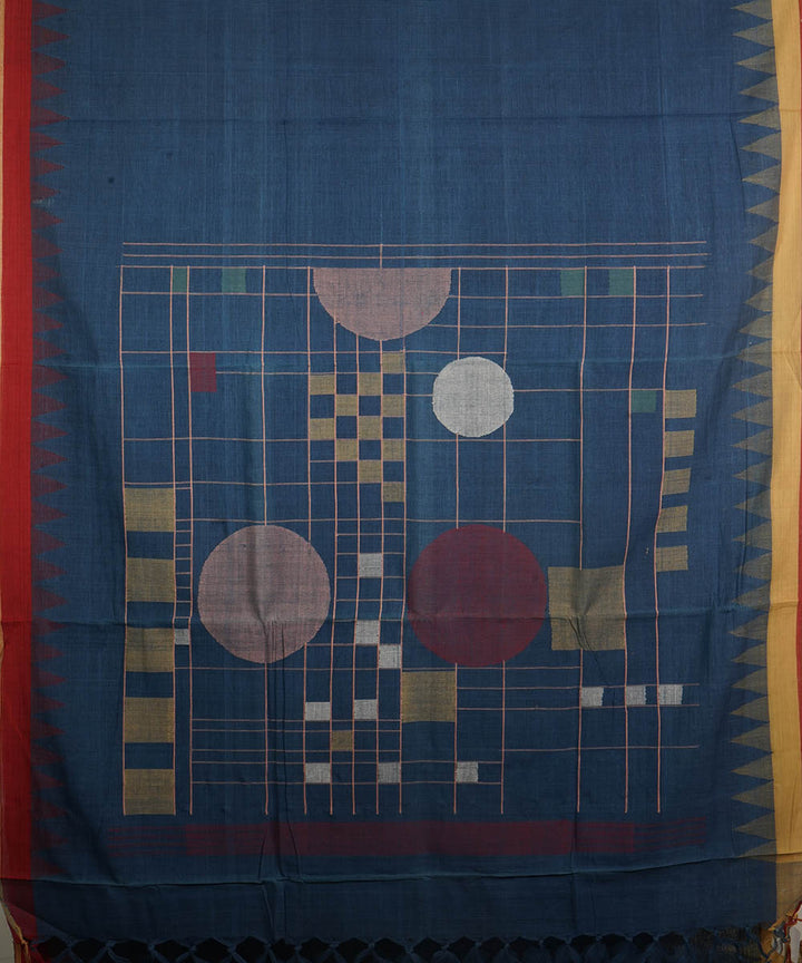 Indigo natural dyed cotton handwoven srikakulam kuppadam jamdani saree