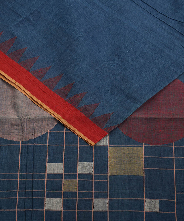 Indigo natural dyed cotton handwoven srikakulam kuppadam jamdani saree