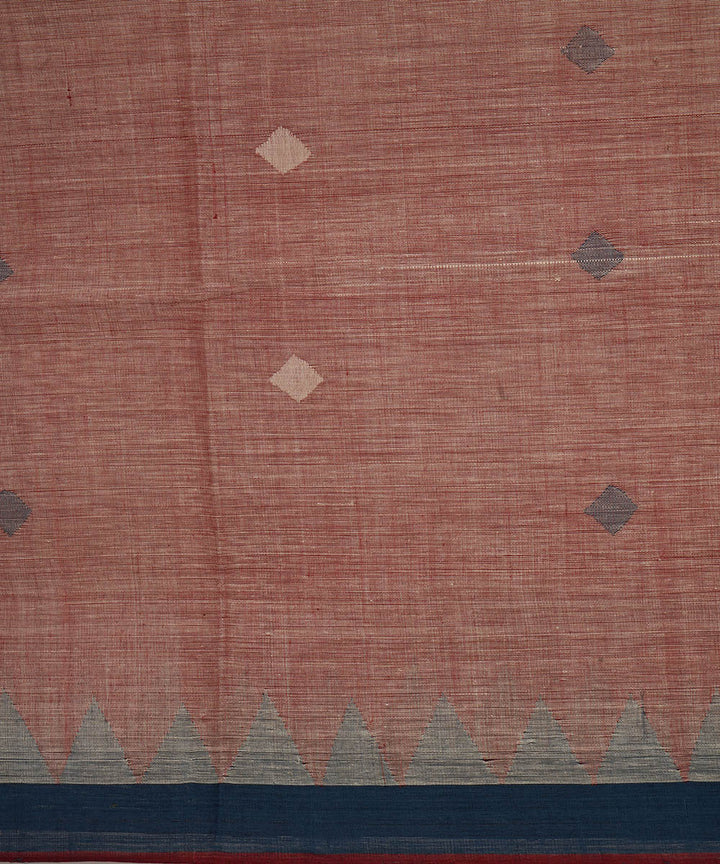 Light peach natural dyed cotton handwoven srikakulam kuppadam jamdani saree