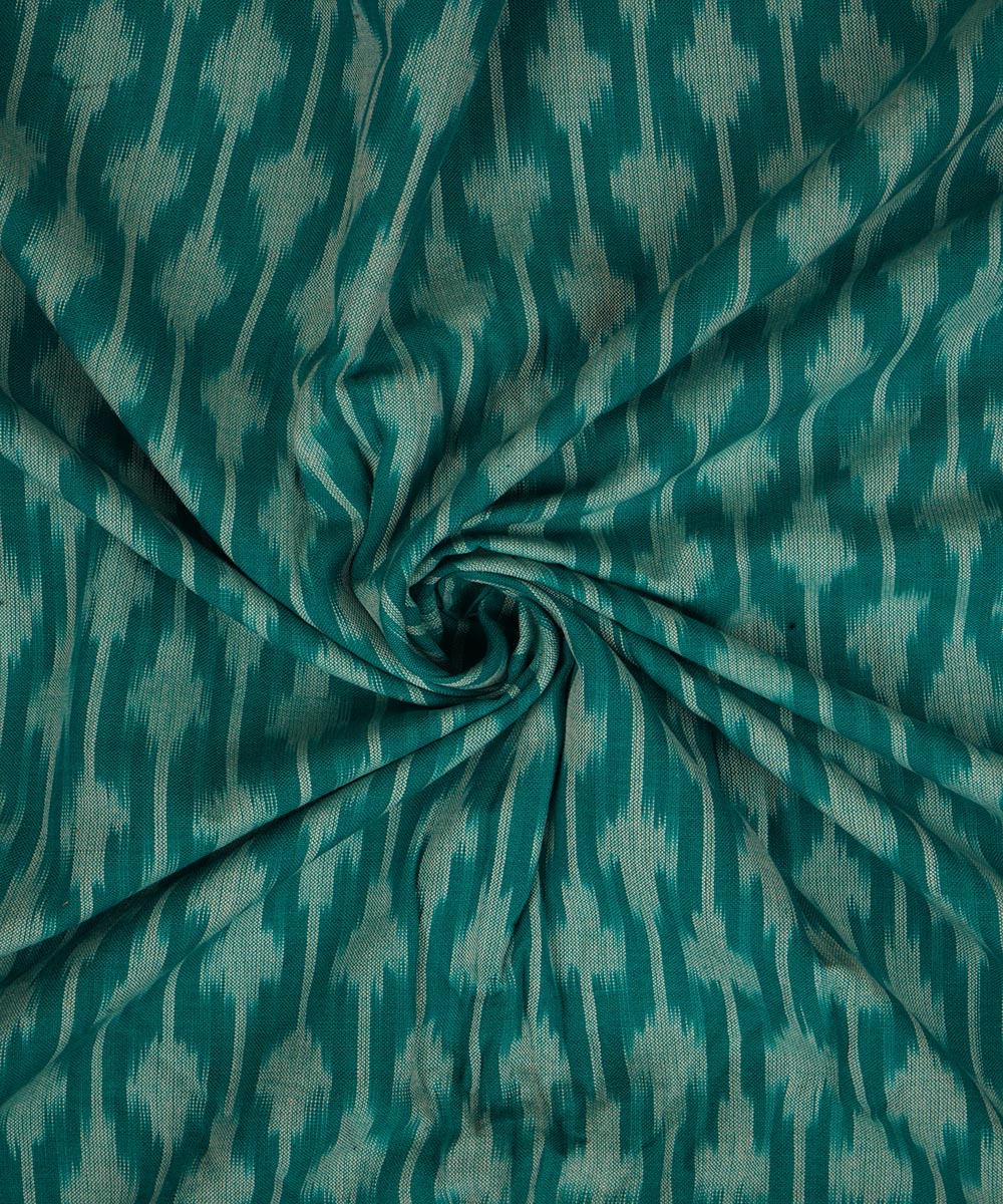 Light green handloom single ikat cotton pochampally fabric