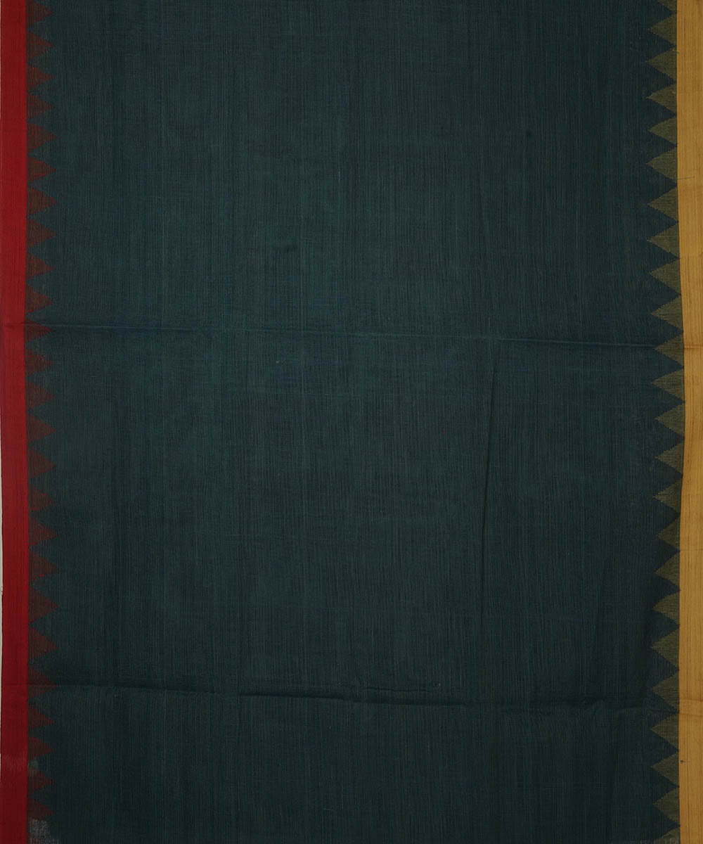 Dark green natural dyed cotton handloom srikakulam kuppadam jamdani saree