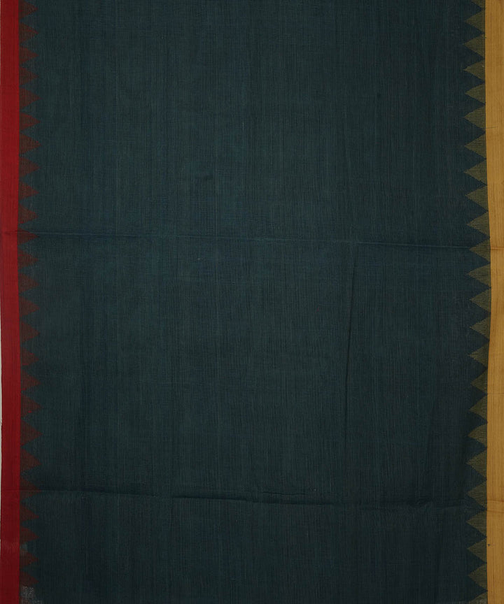 Dark green natural dyed cotton handloom srikakulam kuppadam jamdani saree