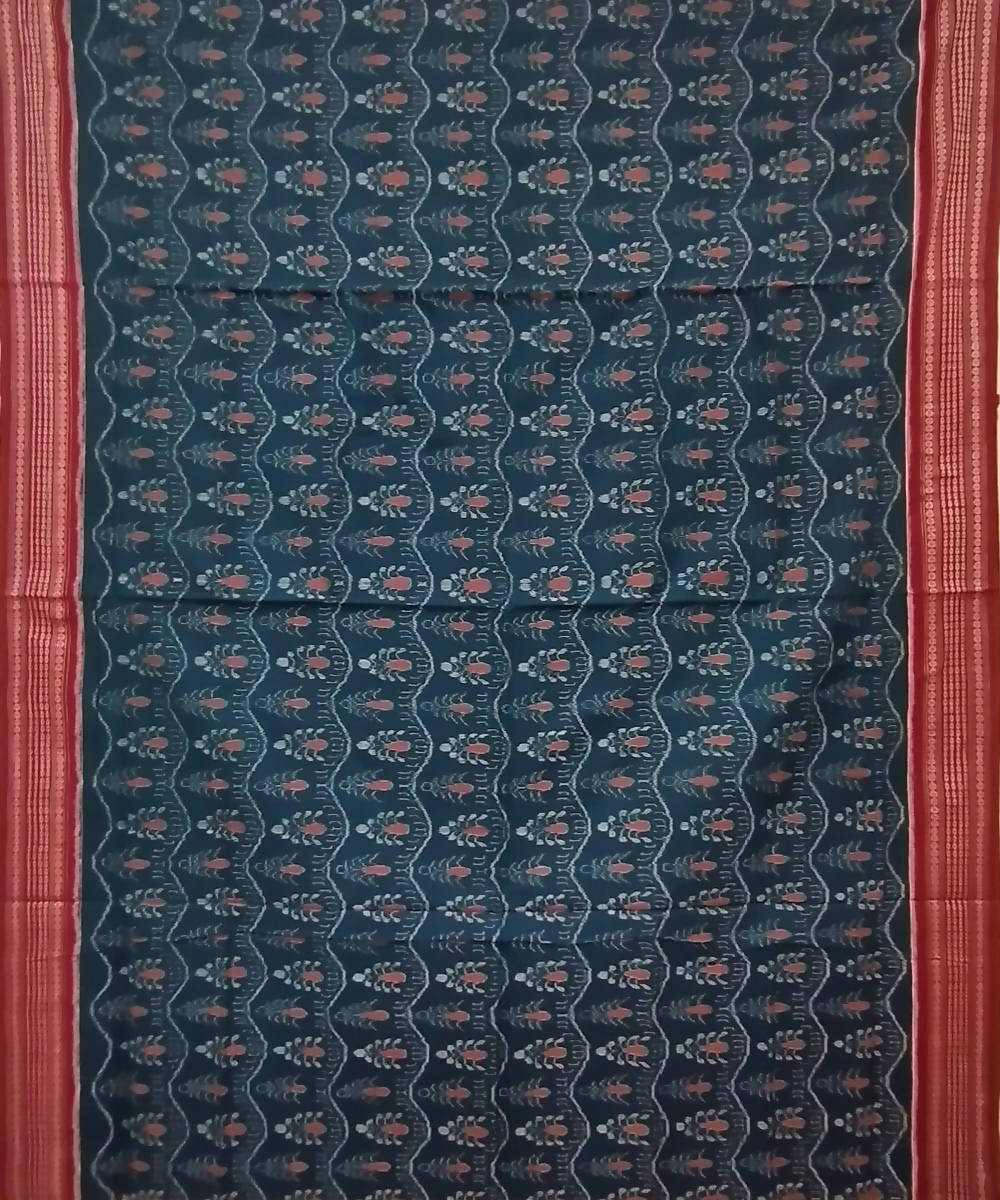 Multicolour red handwoven cotton sambalpuri saree