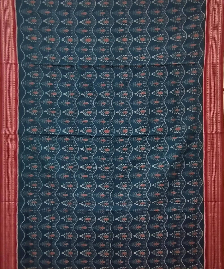 Multicolour red handwoven cotton sambalpuri saree