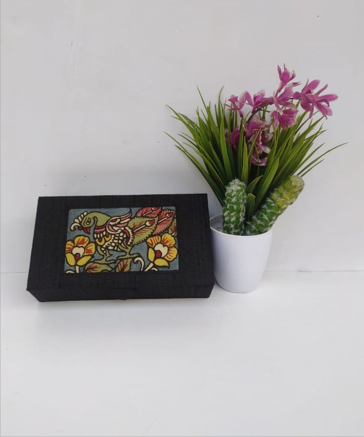 Black handcrafted ghicha silk kalamkari jewellery box