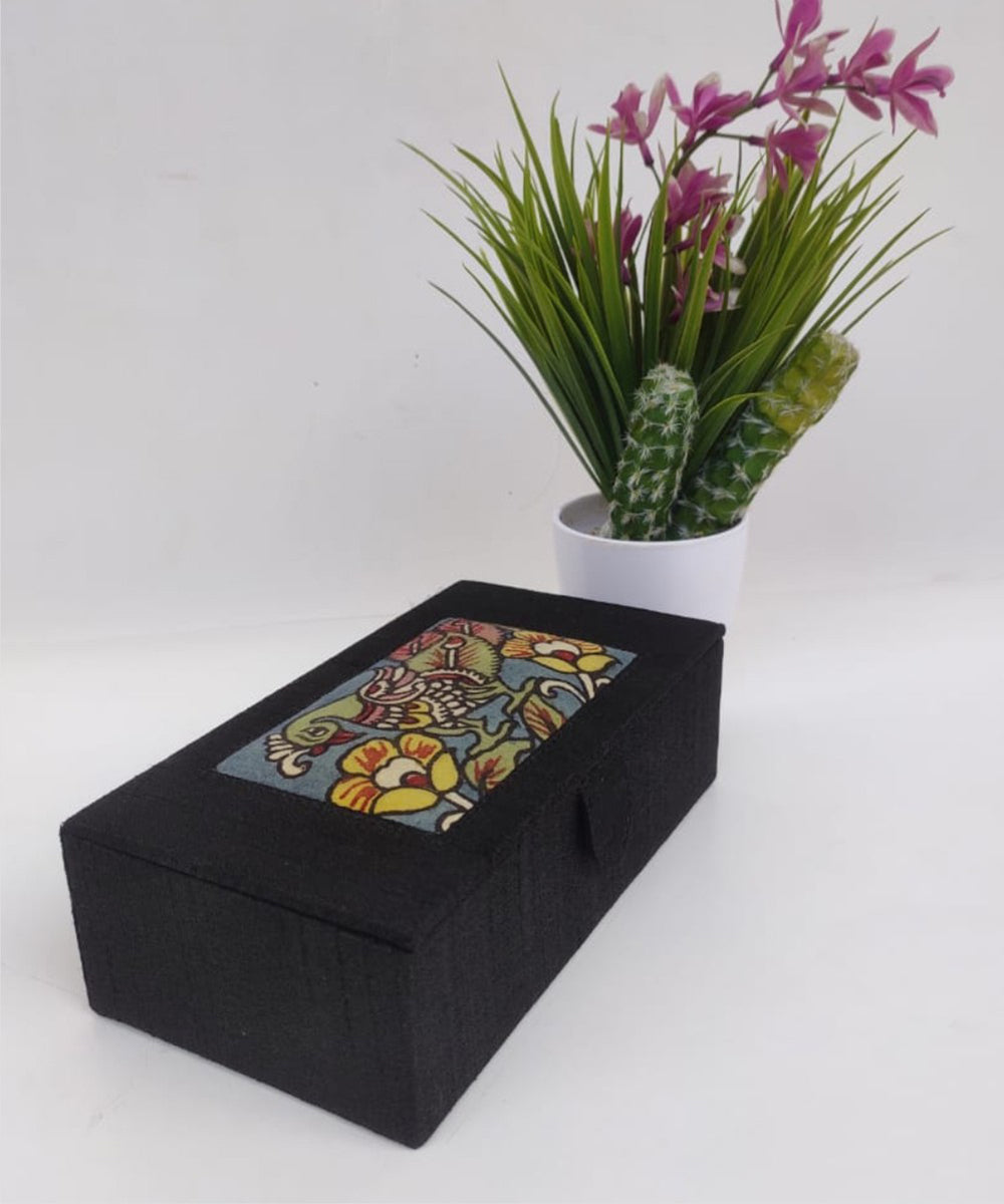 Black handcrafted ghicha silk kalamkari jewellery box