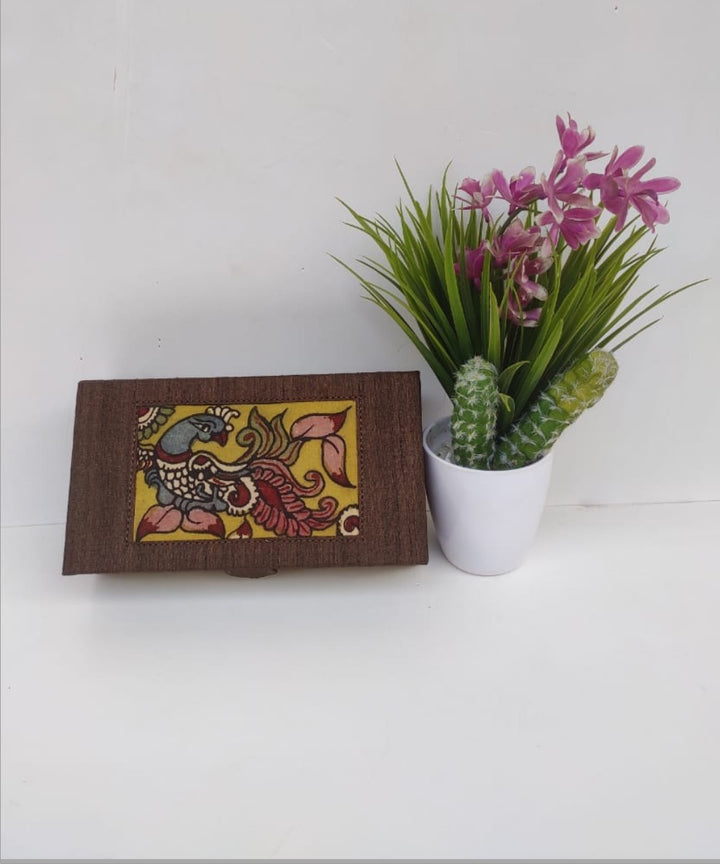 Brown hand crafted ghicha silk kalamkari jewellery box