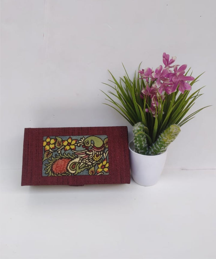 Wine purple hand crafted ghicha silk kalamkari jewellery box