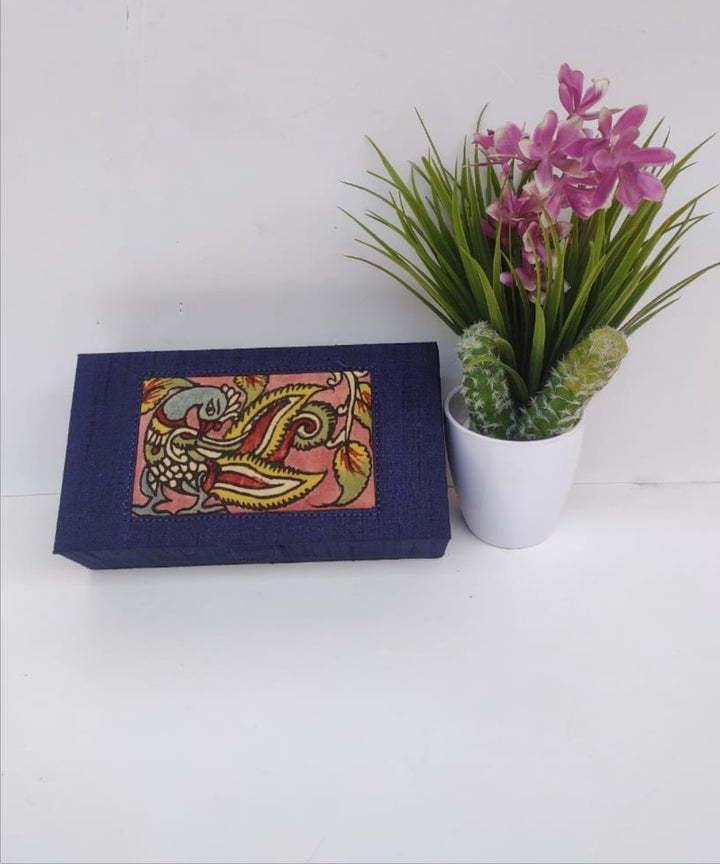 Blue hand crafted ghicha silk kalamkari jewellery box