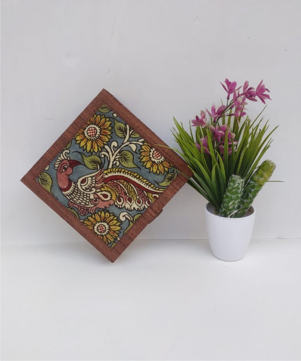 Brown handmade ghicha silk kalamkari jewellery box