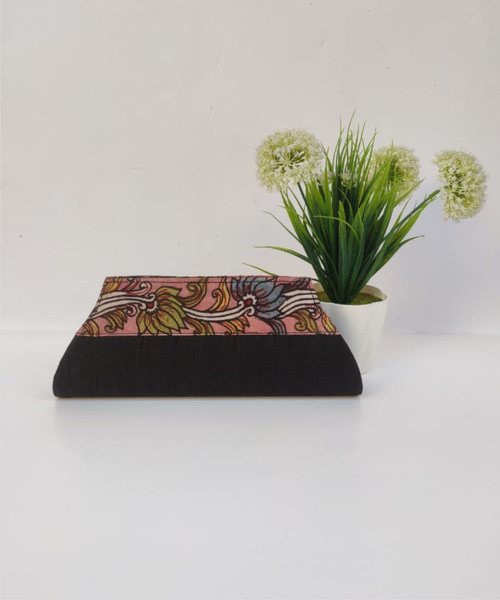 Black handcrafted ghicha silk kalamkari clutch