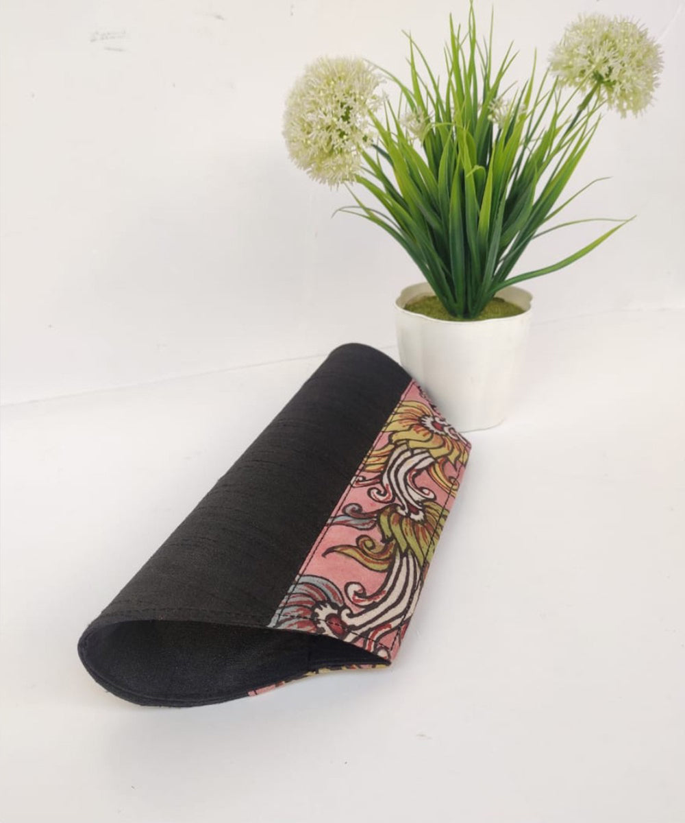 Black handcrafted ghicha silk kalamkari clutch