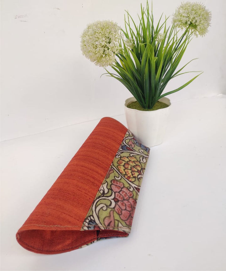 Orange handcrafted ghicha silk kalamkari clutch