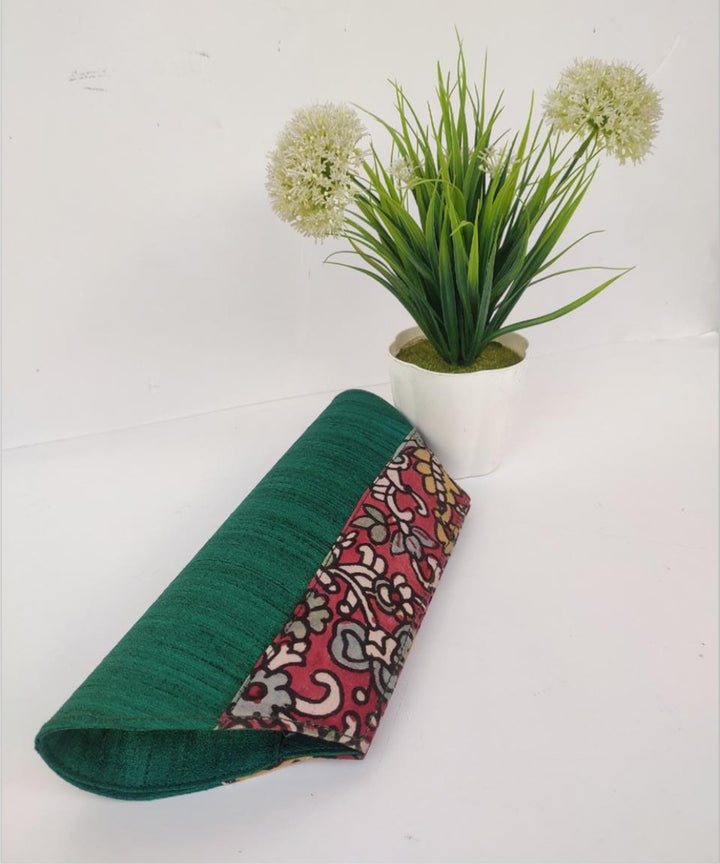 Green handcrafted ghicha silk kalamkari clutch
