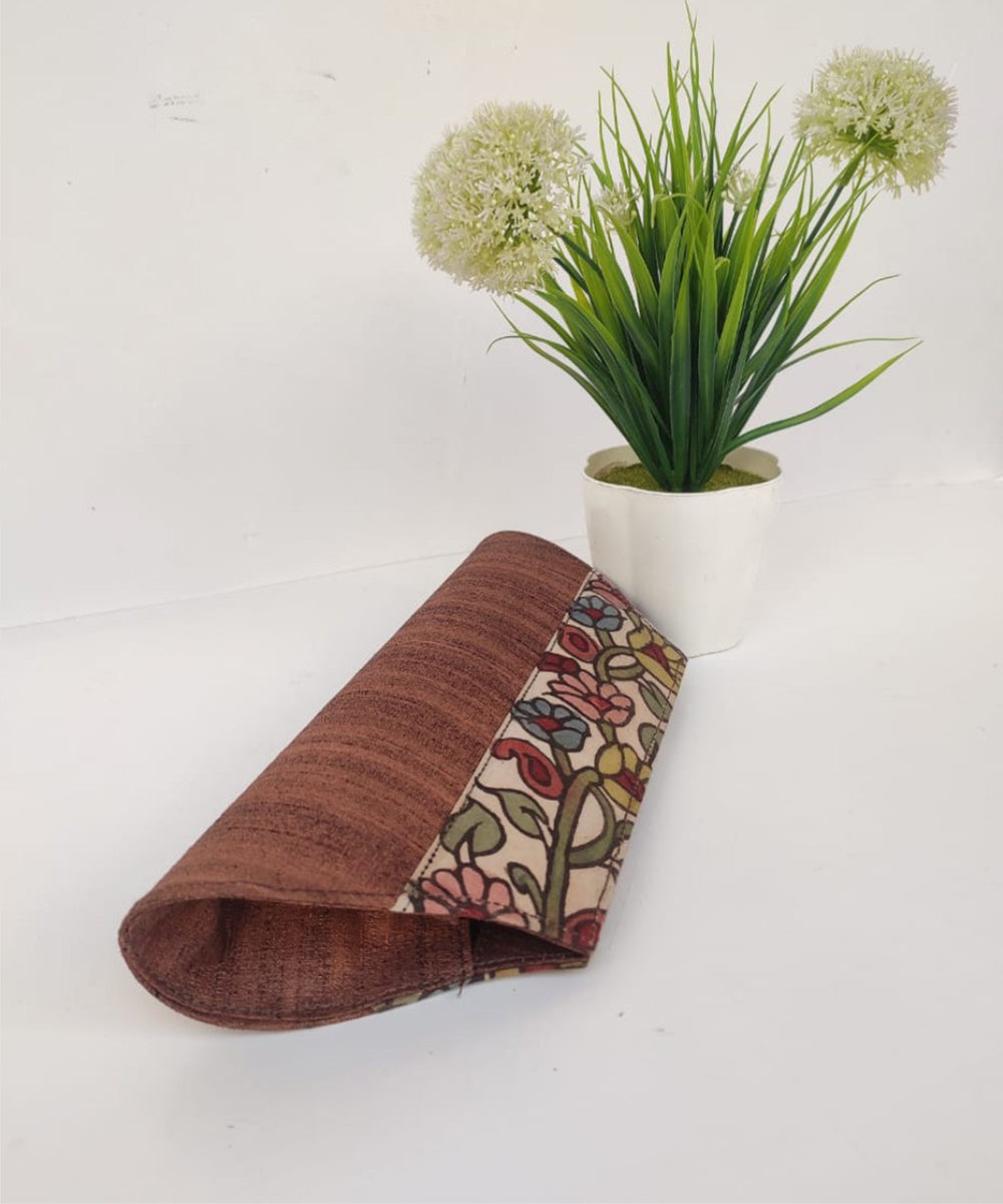 Brown handcrafted ghicha silk kalamkari clutch