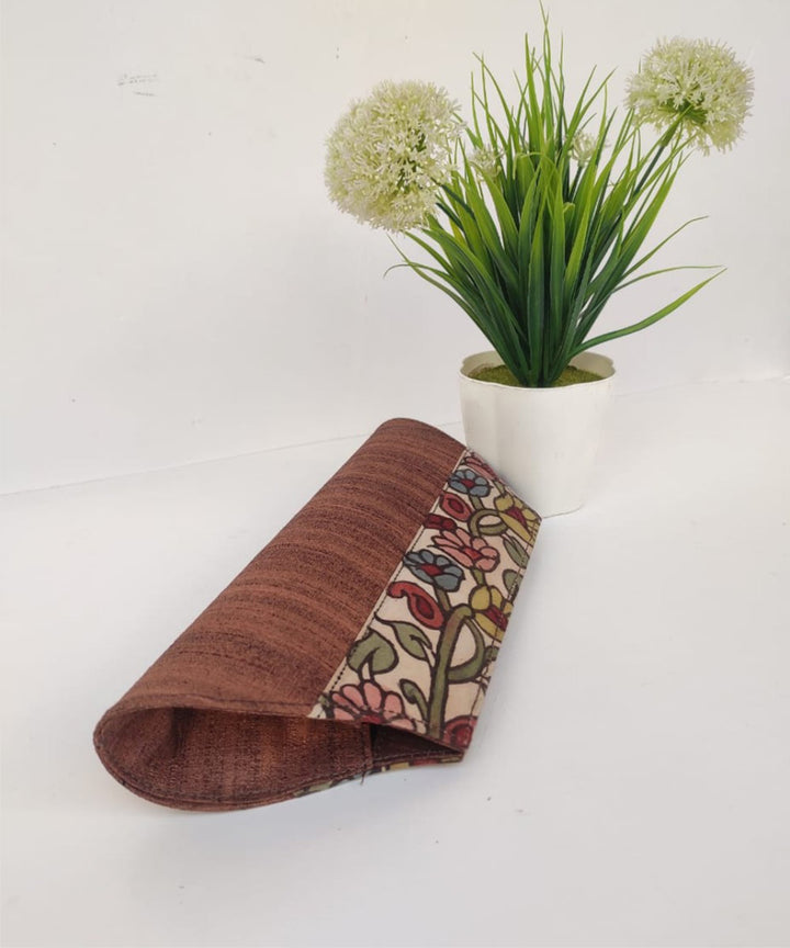 Brown handcrafted ghicha silk kalamkari clutch
