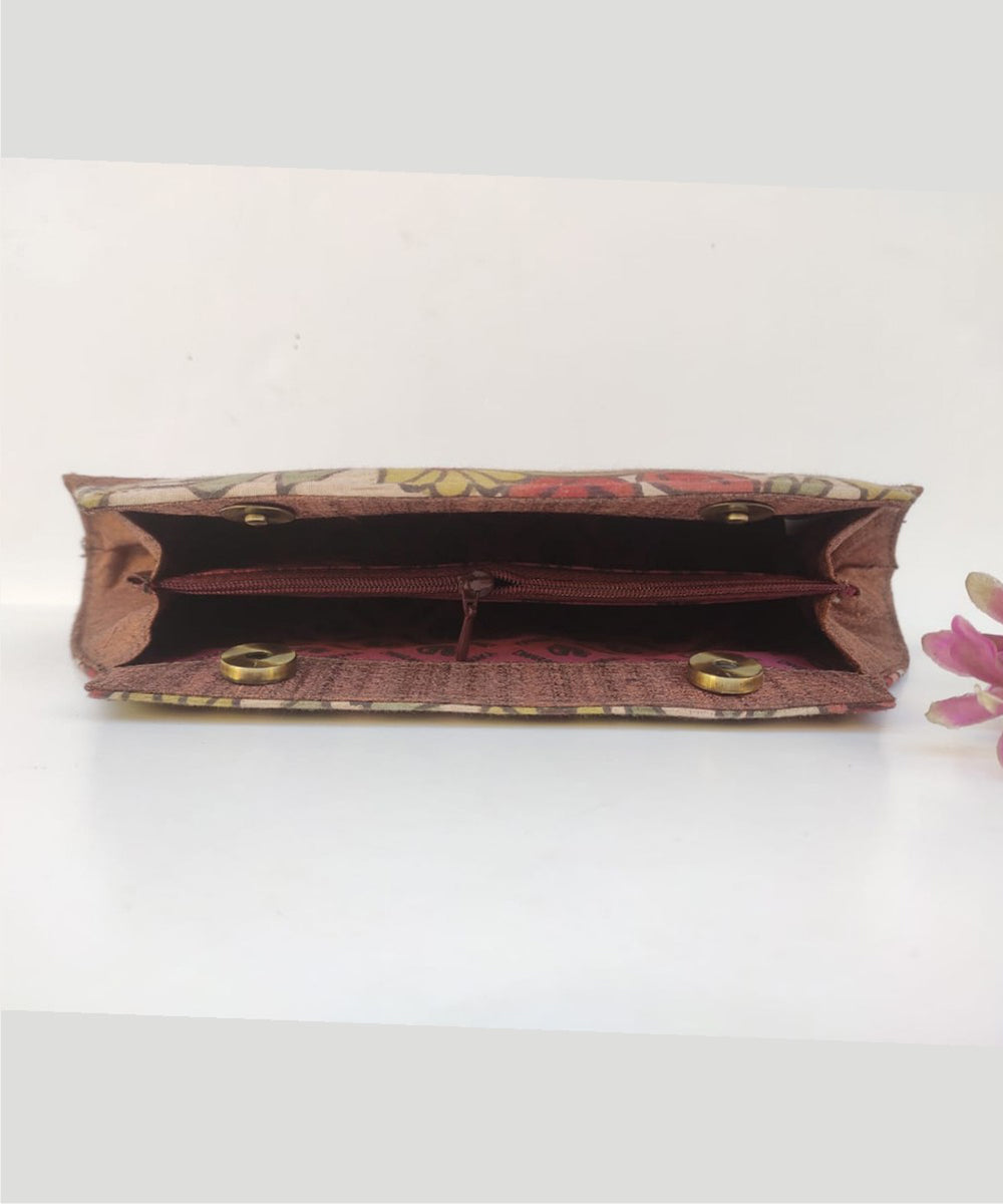 Brown handcrafted ghicha silk kalamkari clutch