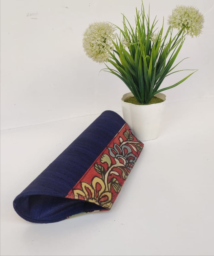 Blue handcrafted ghicha silk kalamkari clutch