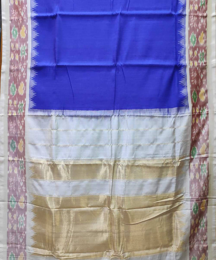 Royal blue with cream handwoven gadwal silk saree
