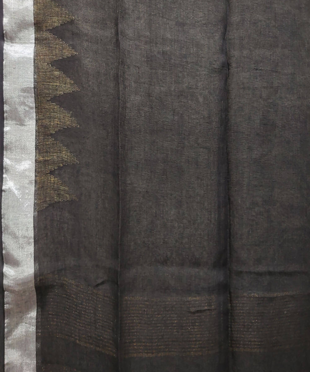 Black handwoven linen jamdani saree