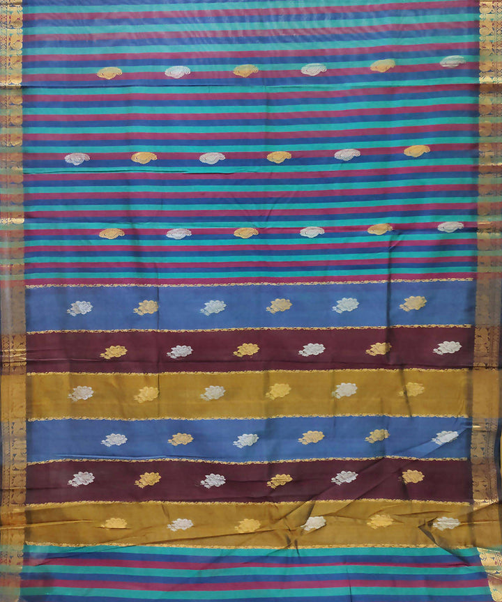venkatagiri blue striped handwoven cotton silk saree