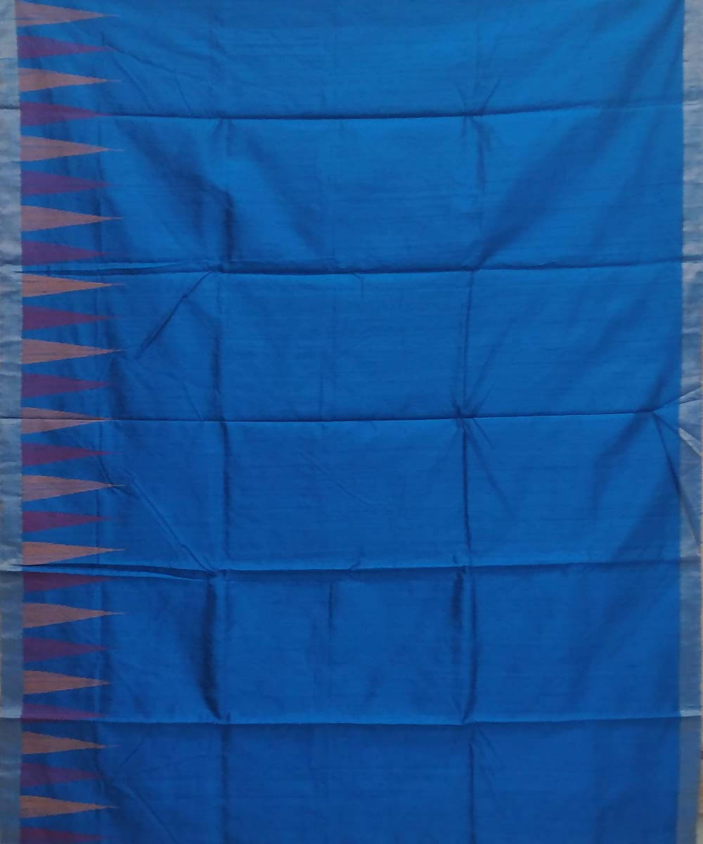 Blue handwoven dupion silk saree