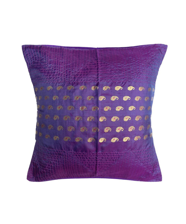 Purple hand embroidery silk cushion cover