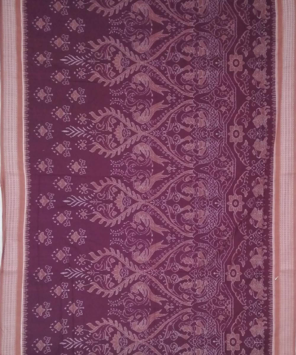 Bulgarian rose deep carrot handloom ikat cotton sambalpuri saree